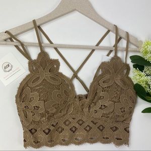 🆕 Golden Brown Crochet Scallop Lace Bralette